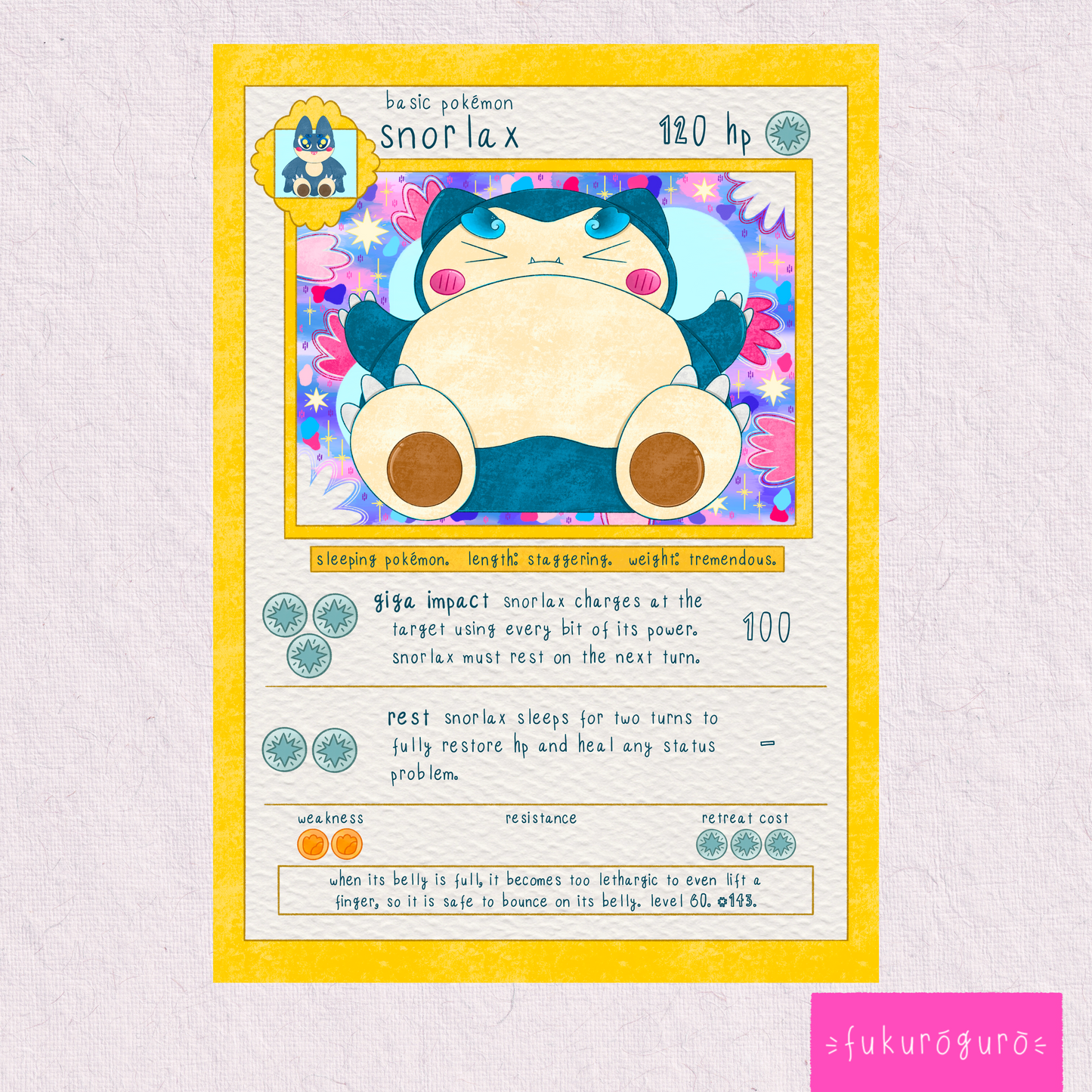 snorlax pokémon card art print