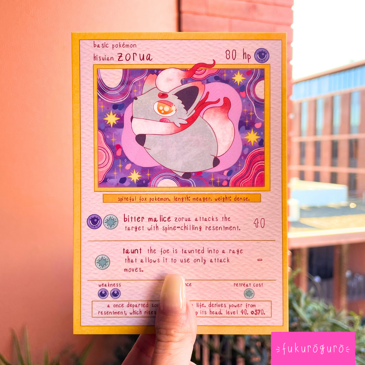 zorua (hisuian) pokémon card art print
