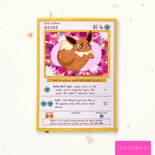 energetic eevee pokémon card art print