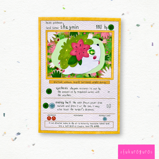 serene shaymin pokémon card art print