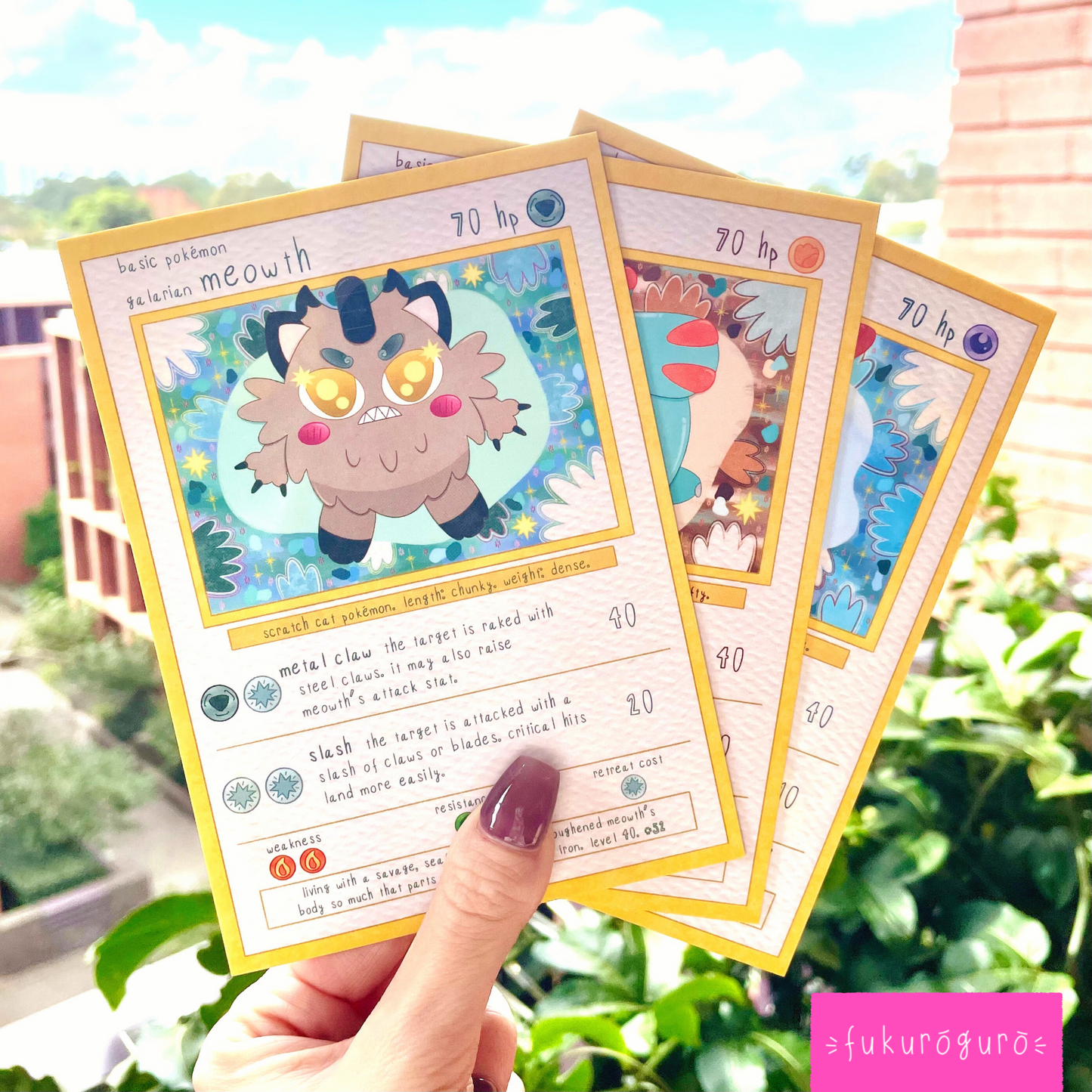 meowth (galarian) pokémon card art print
