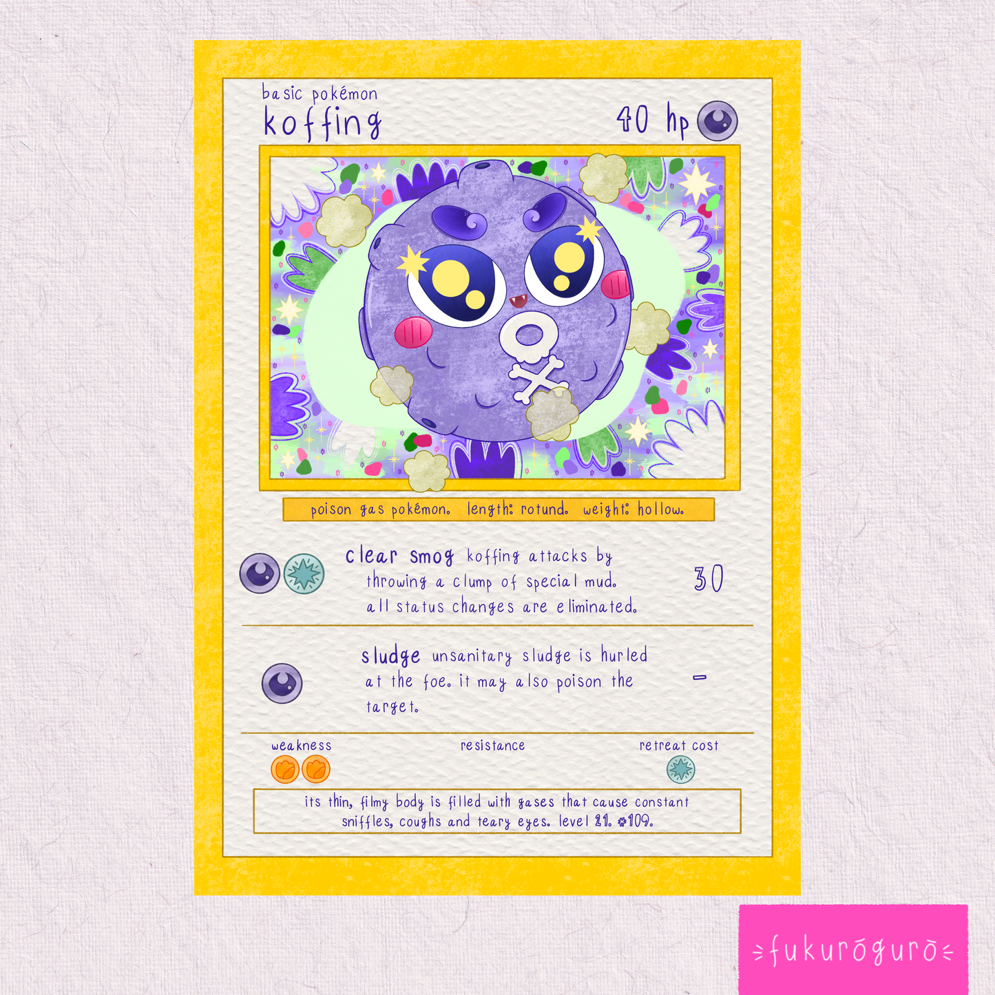 koffing pokémon card art print