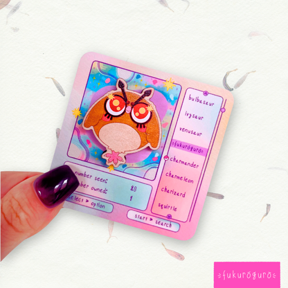 hoothoot wooden pin