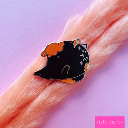 sleeping tortoiseshell cat pin