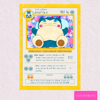 snorlax pokémon card art print