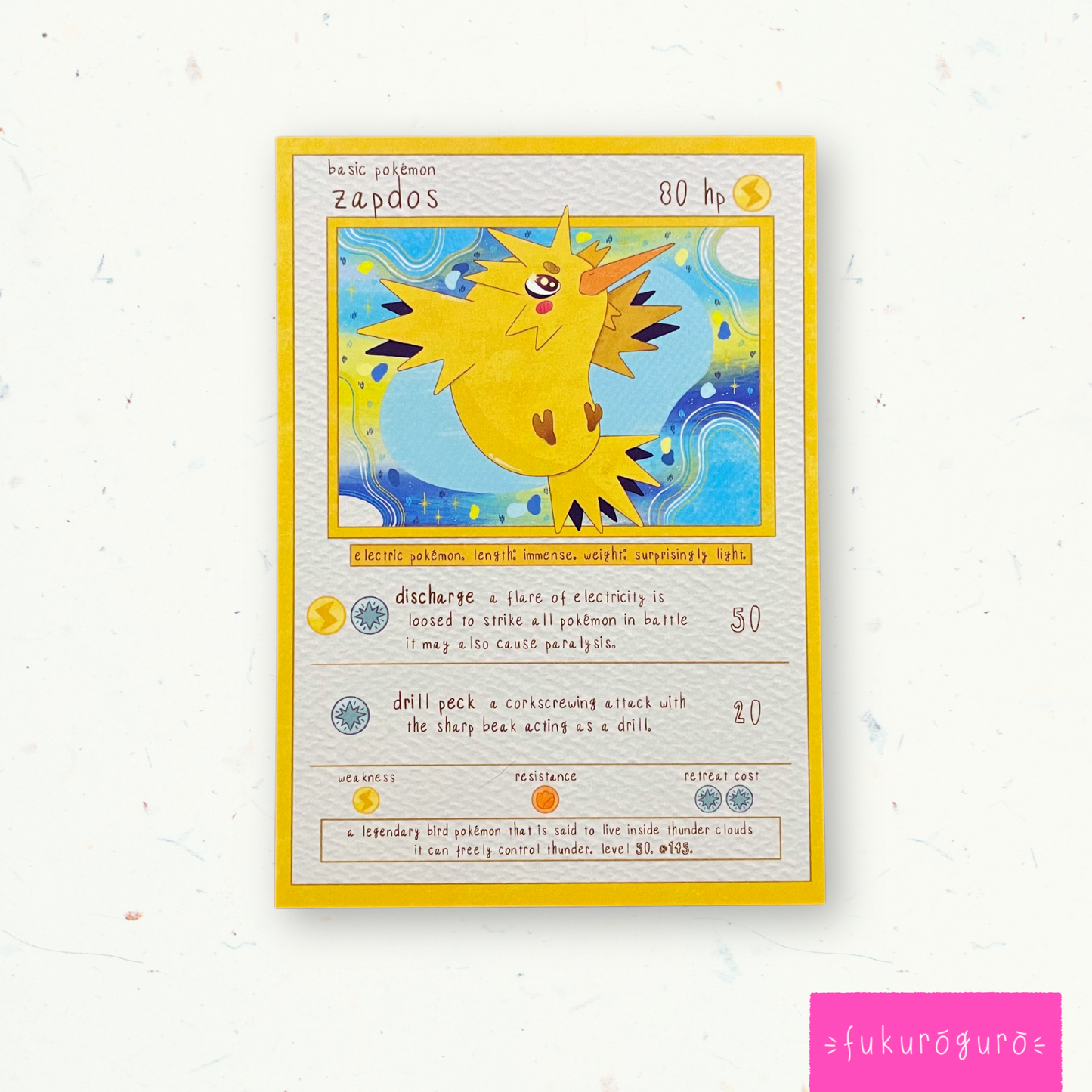 zapdos pokémon card art print