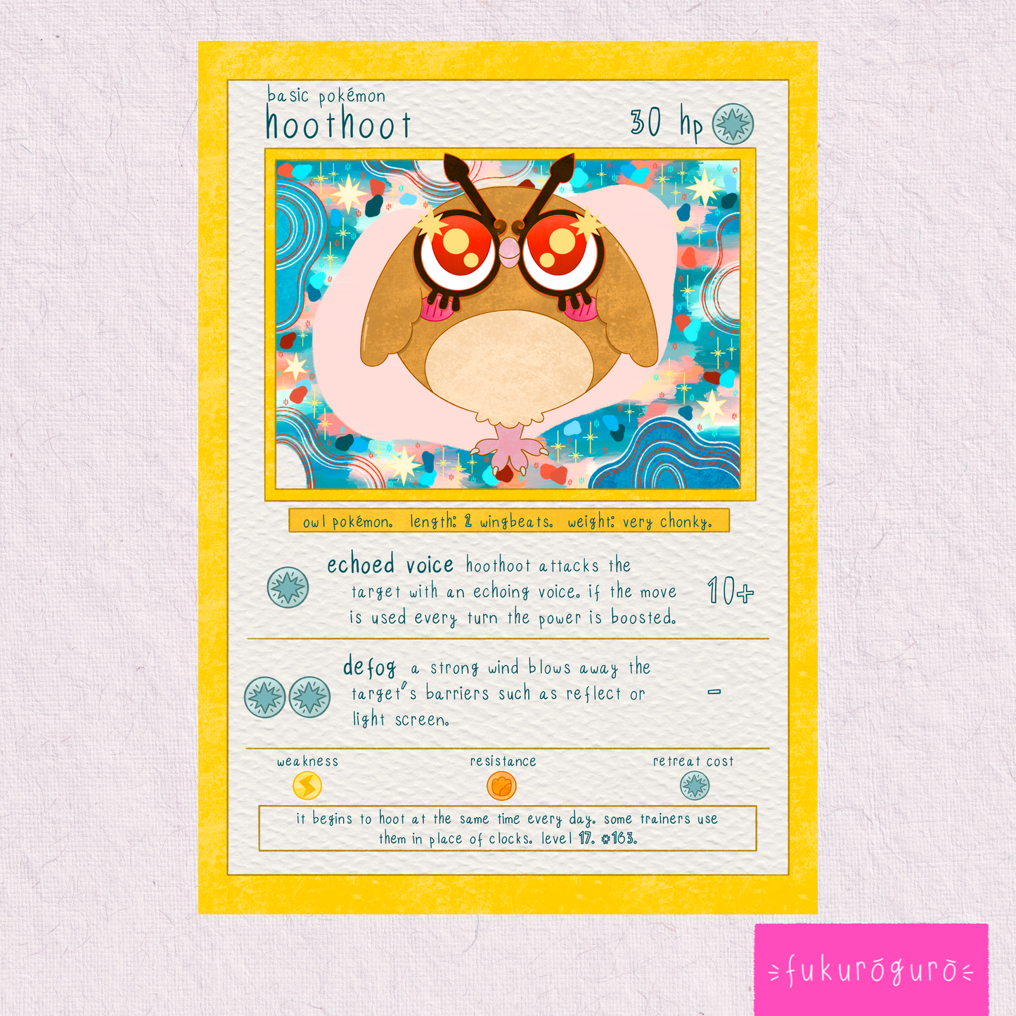 hoothoot pokémon card art print