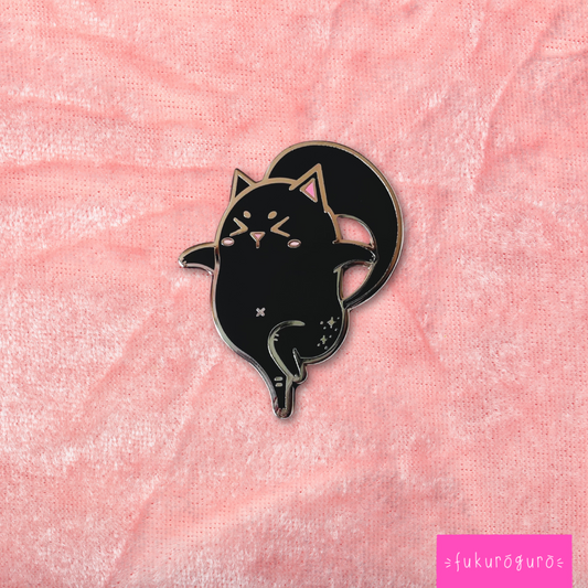 dancing black cat pin