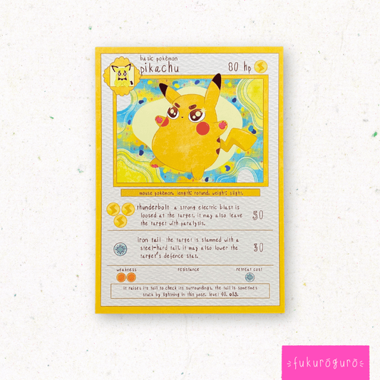 pudgy pikachu pokémon card art print