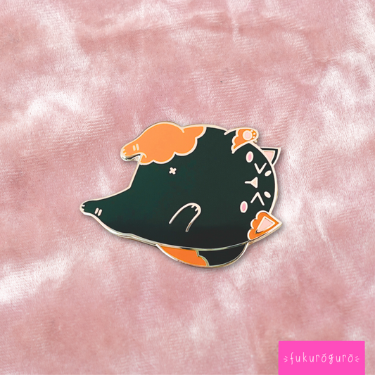 sleeping tortoiseshell cat pin