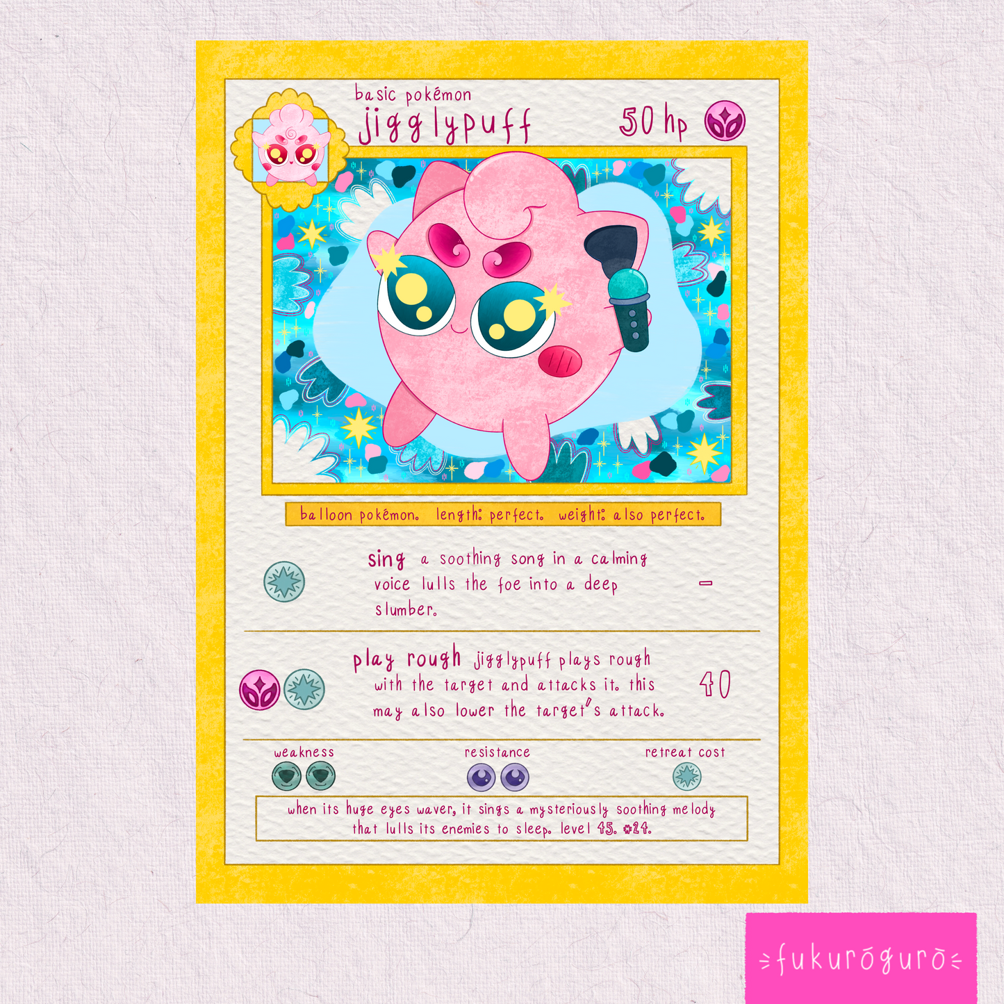 jigglypuff pokémon card art print