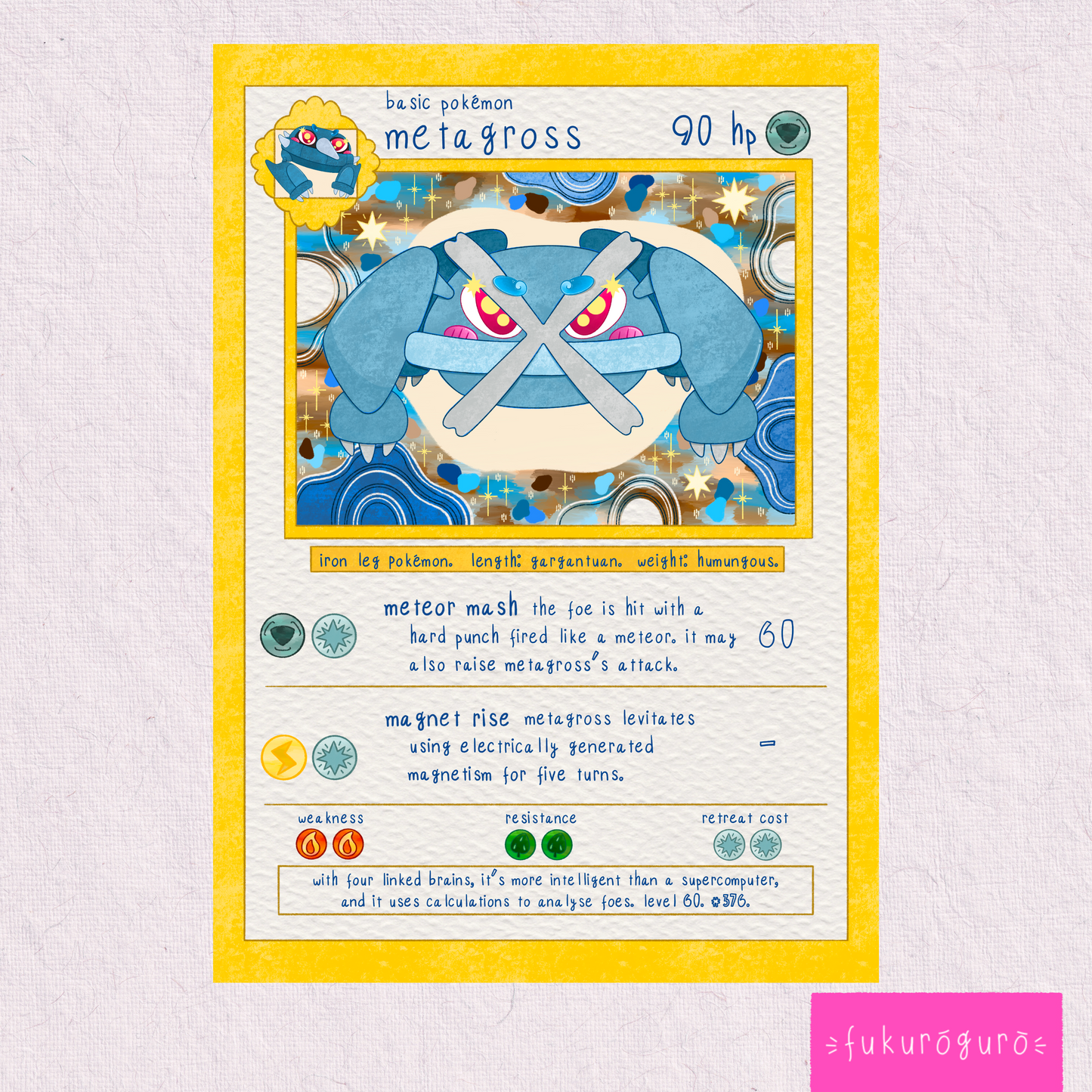 metagross pokémon card art print
