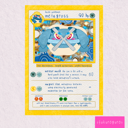 metagross pokémon card art print