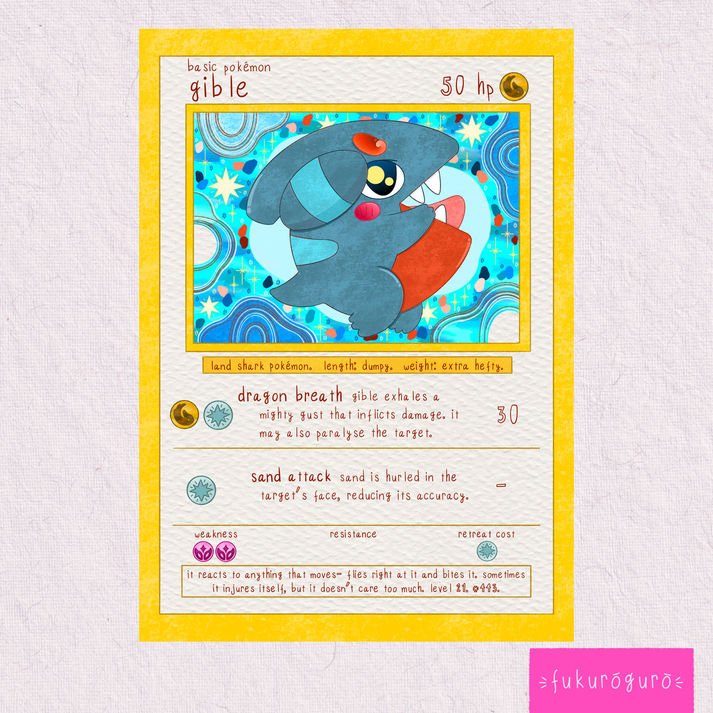 gible pokémon card art print