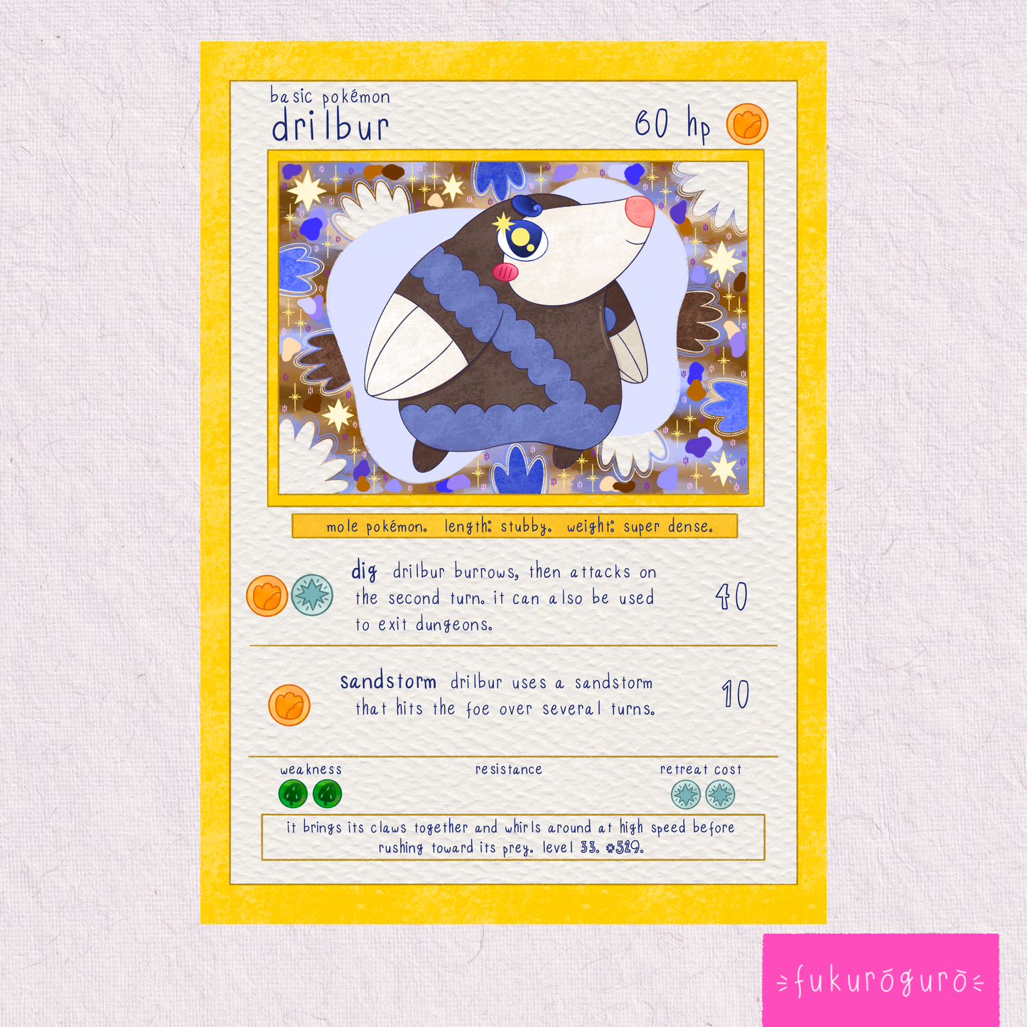 drilbur pokémon card art print