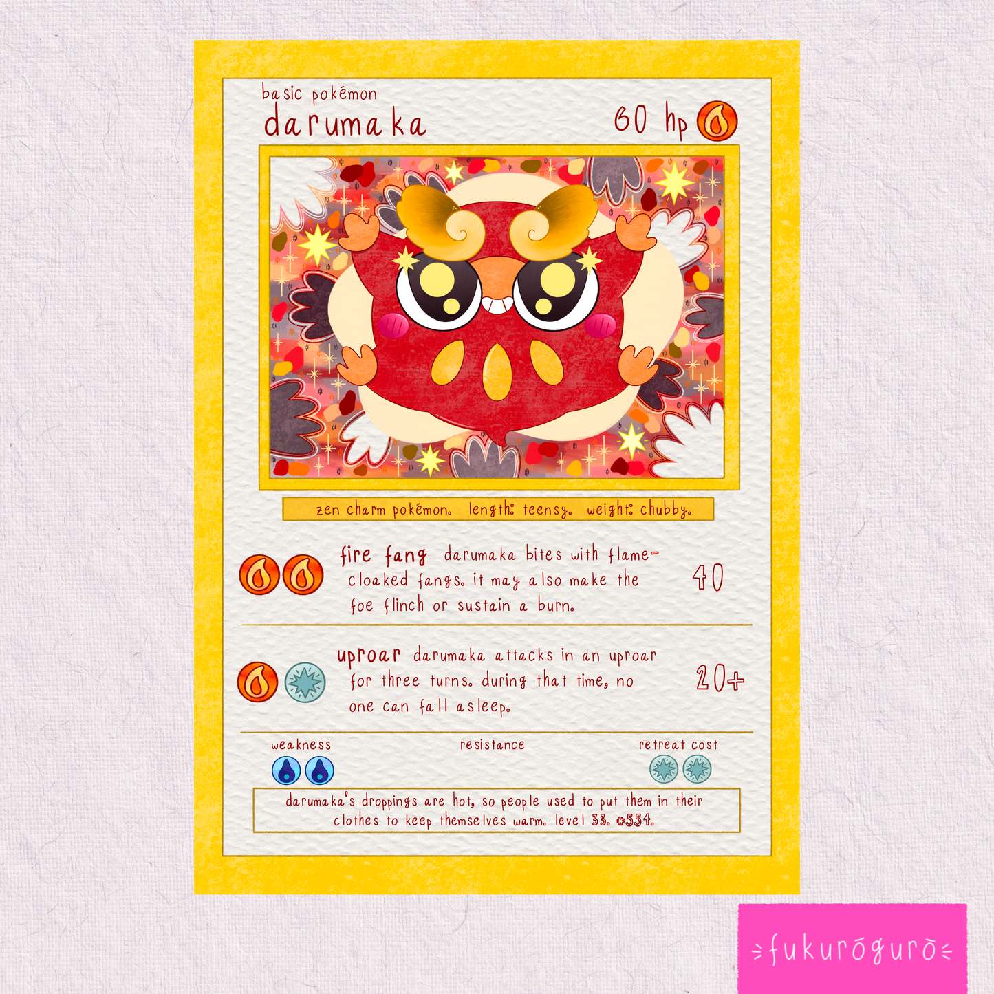 darumaka pokémon card art print