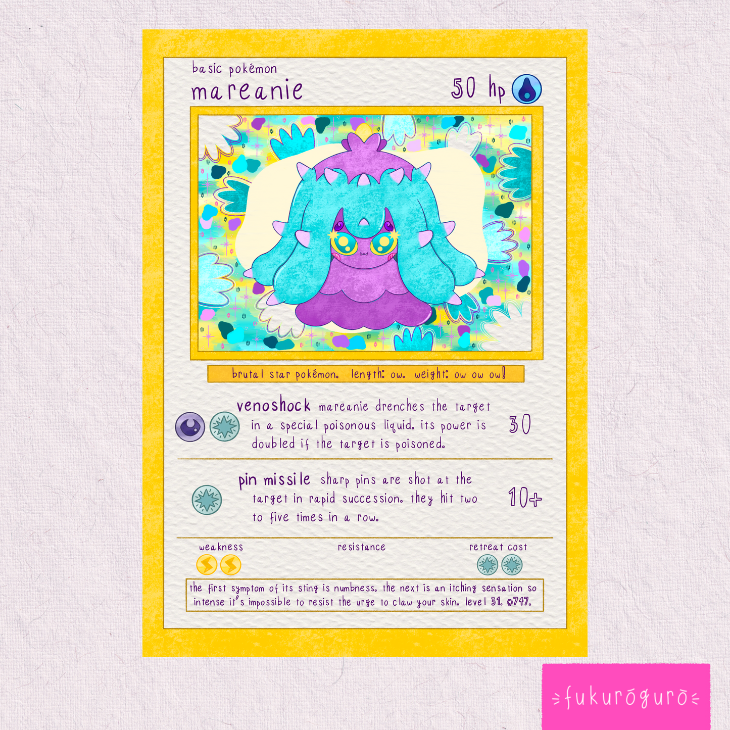 mareanie pokémon card art print