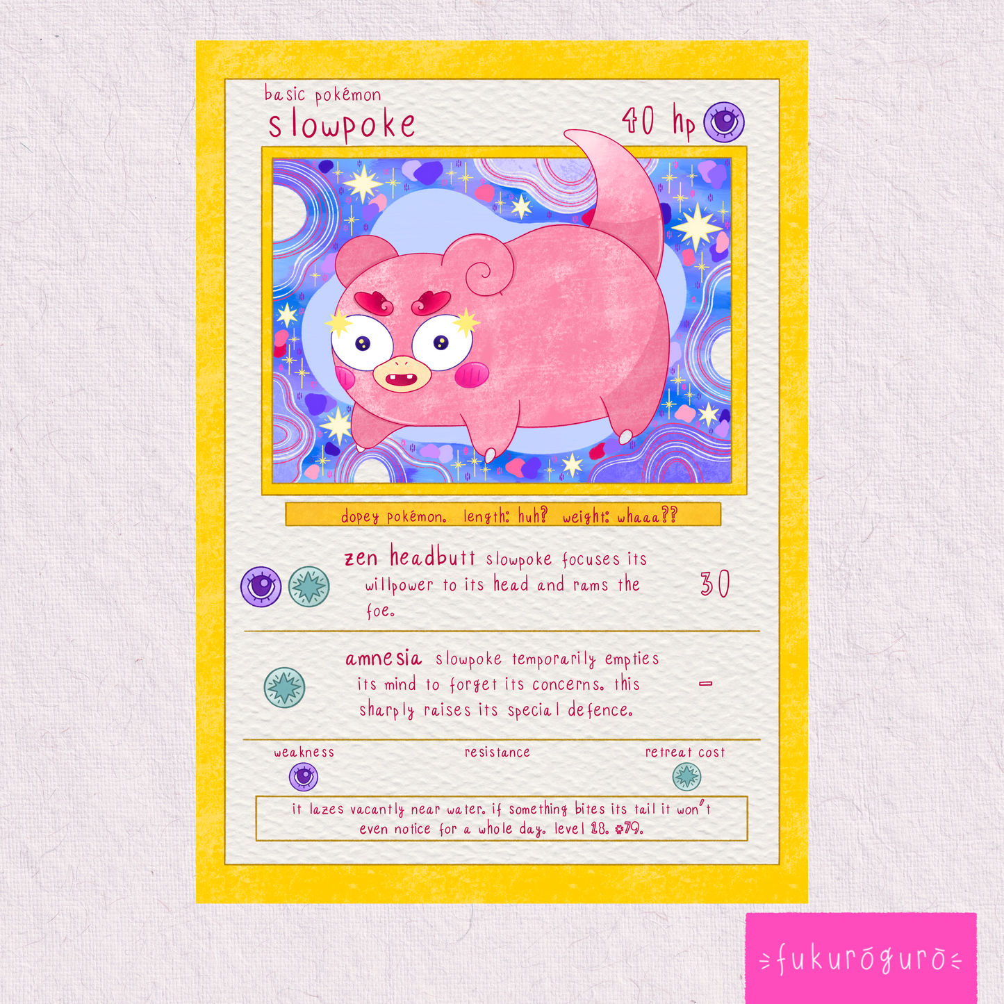 slowpoke pokémon card art print