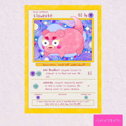 slowpoke pokémon card art print