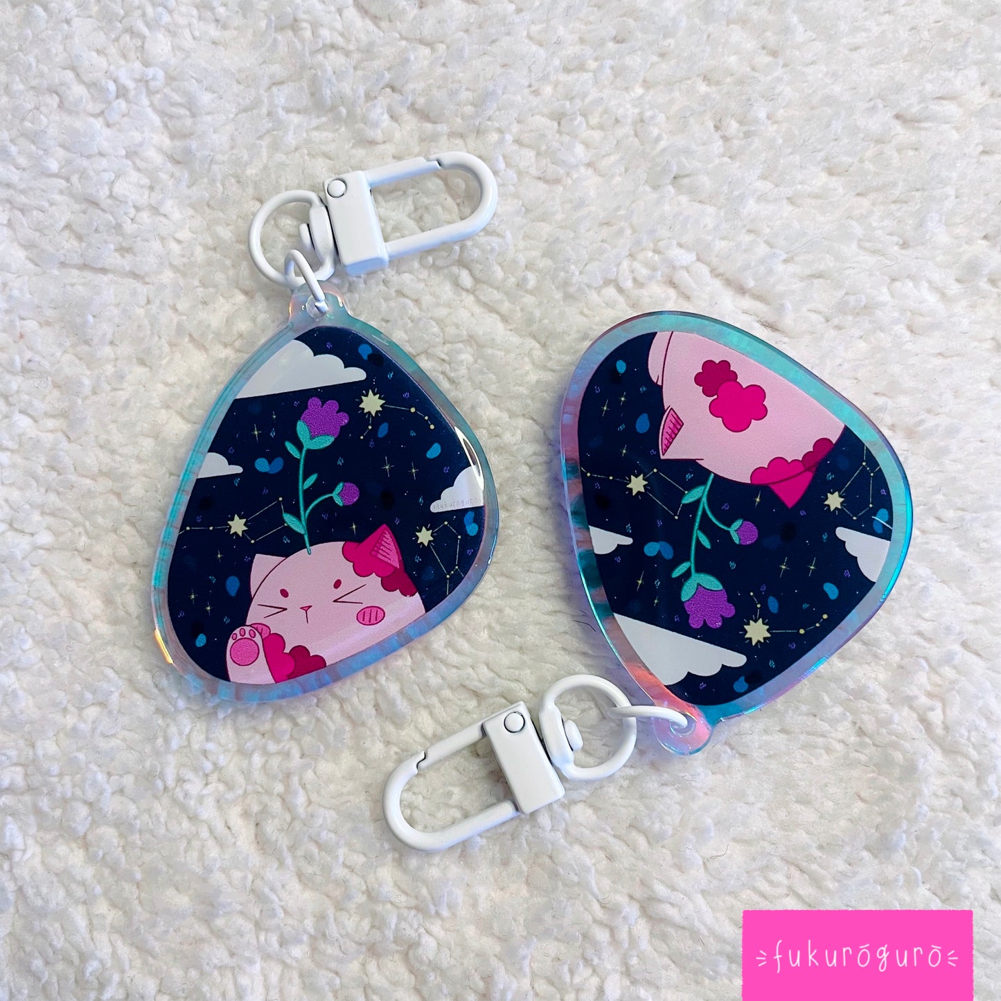 flowering cat keychain