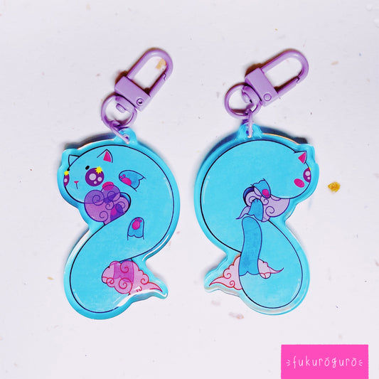 turquoise dragon-cat keychain