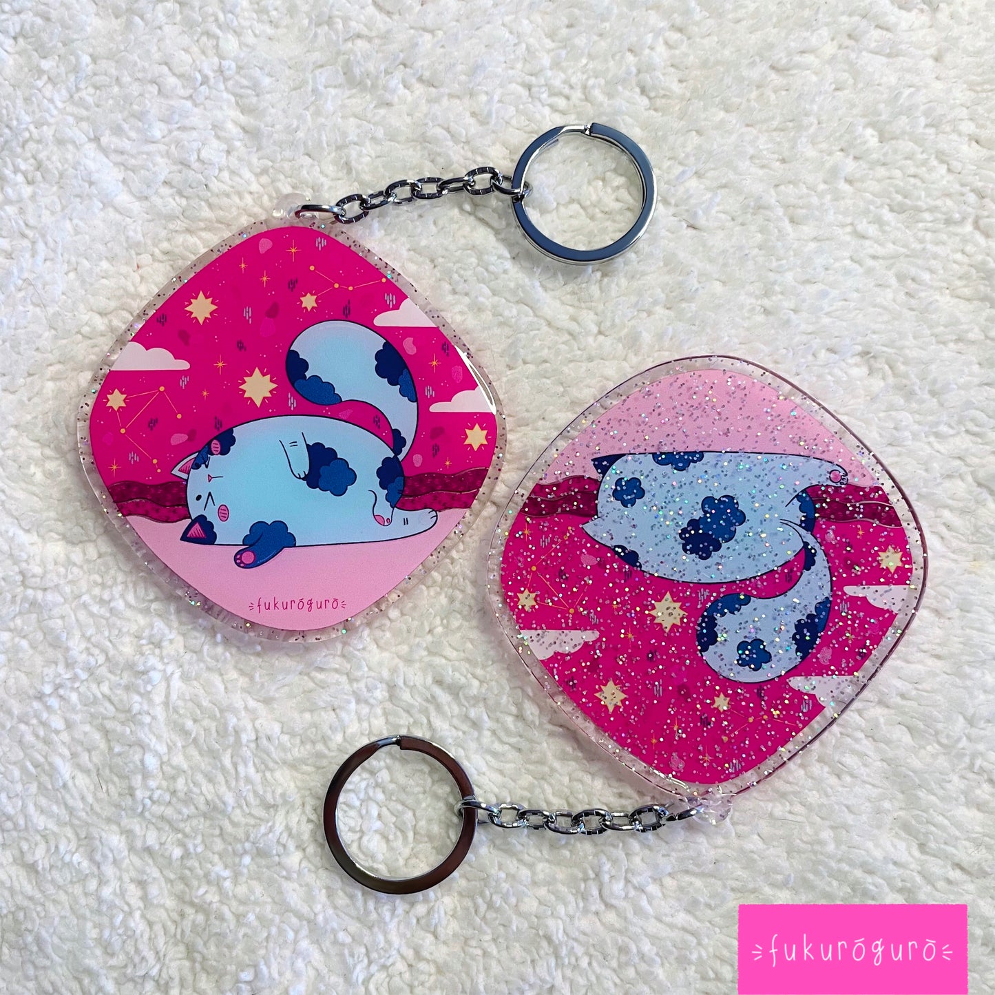 glittering cat keychain