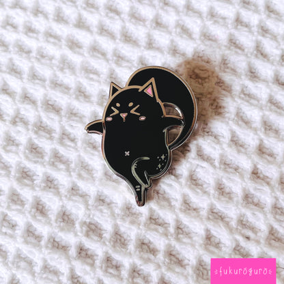 dancing black cat pin