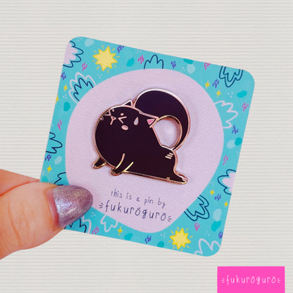 stretching black cat pin
