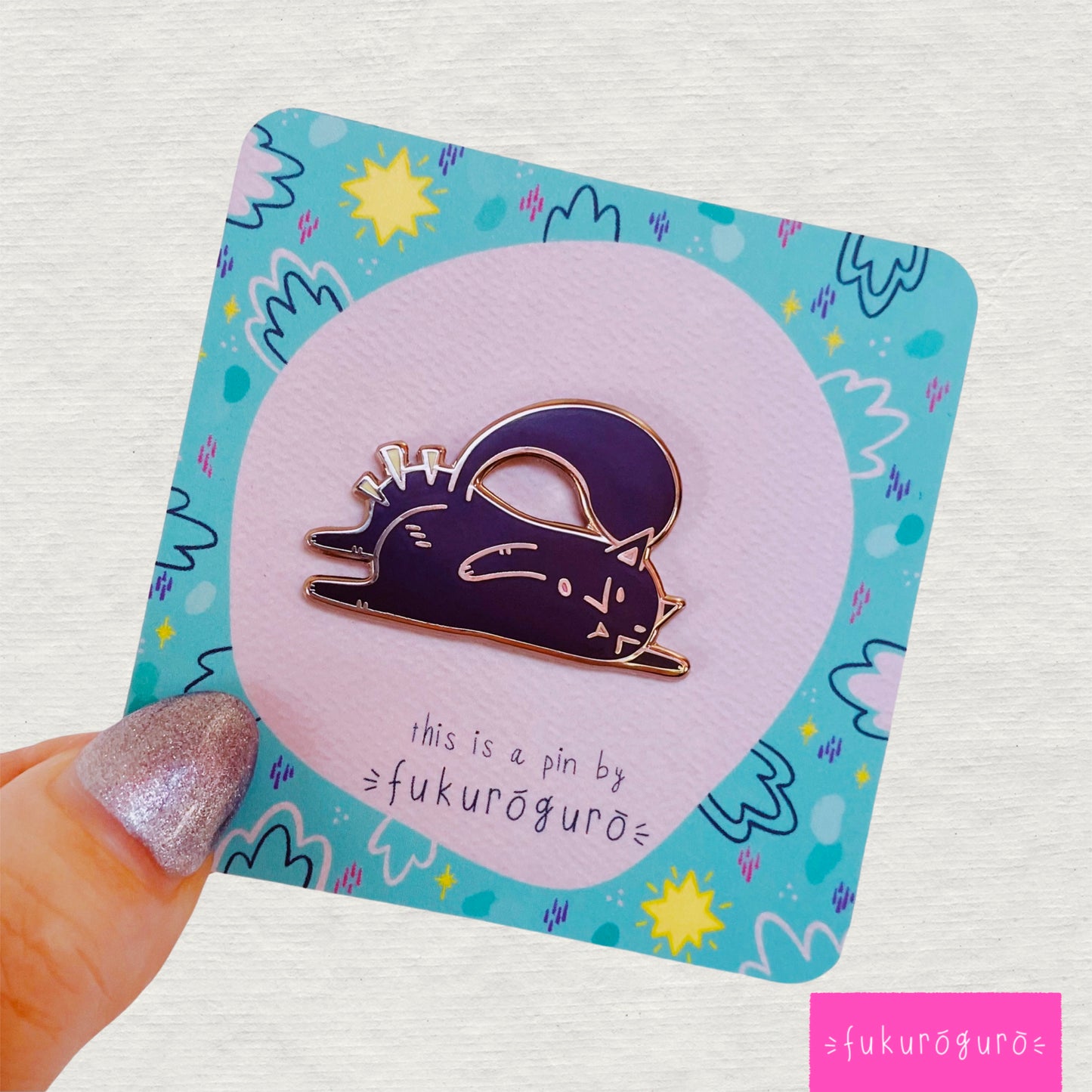 cheeky black cat pin